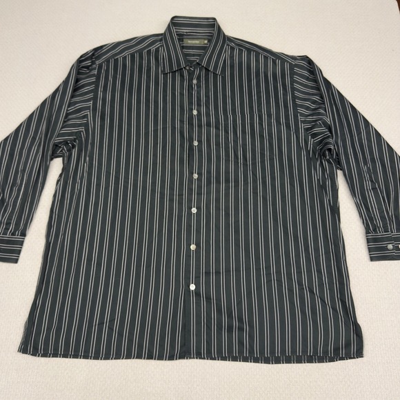 Ermenegildo Zegna Other - Ermenegildo Zegna Shirt Mens 2XB Black Striped Cotton Long Sleeve Button Down